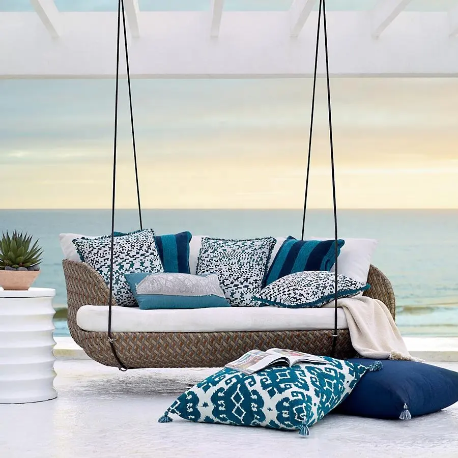 Dış mekan sallanan koltuk rattan yeni dokuma asılı salıncak daybed