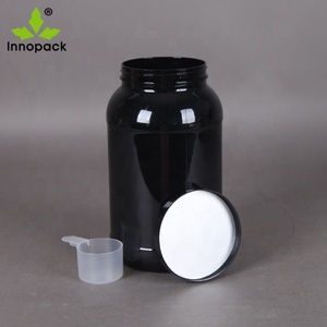 1.5L、3L、5L、7L食品グレードの黒タンパク質粉末浴槽プラスチック製ペットボトル瓶スクープ付き