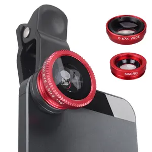 New Product 3 In 1 clip Wide Angle Macro Fish eye Lens kit Cell Phone Camera Lens For All Brands Mobile Phone