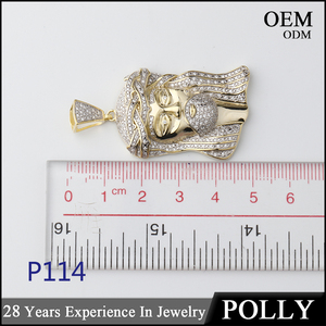 Bán Buôn Tuỳ Chỉnh Bạc 925 Sterling Silver Hiphop Jesus 18K Vàng Micro Iced Out Cubic Zirconia Paved Jesus Mảnh Mặt Dây - Product Image 4