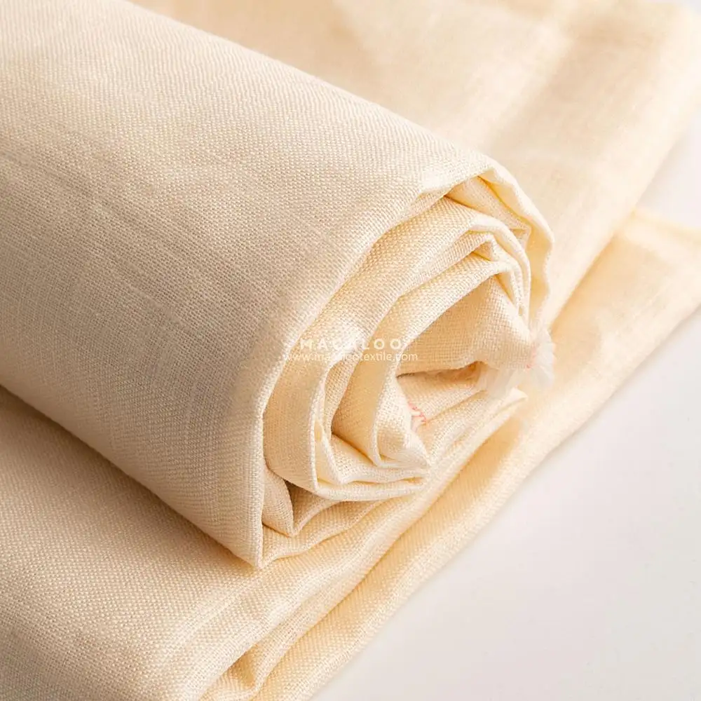 Solid color 100% linen fabric for clothing