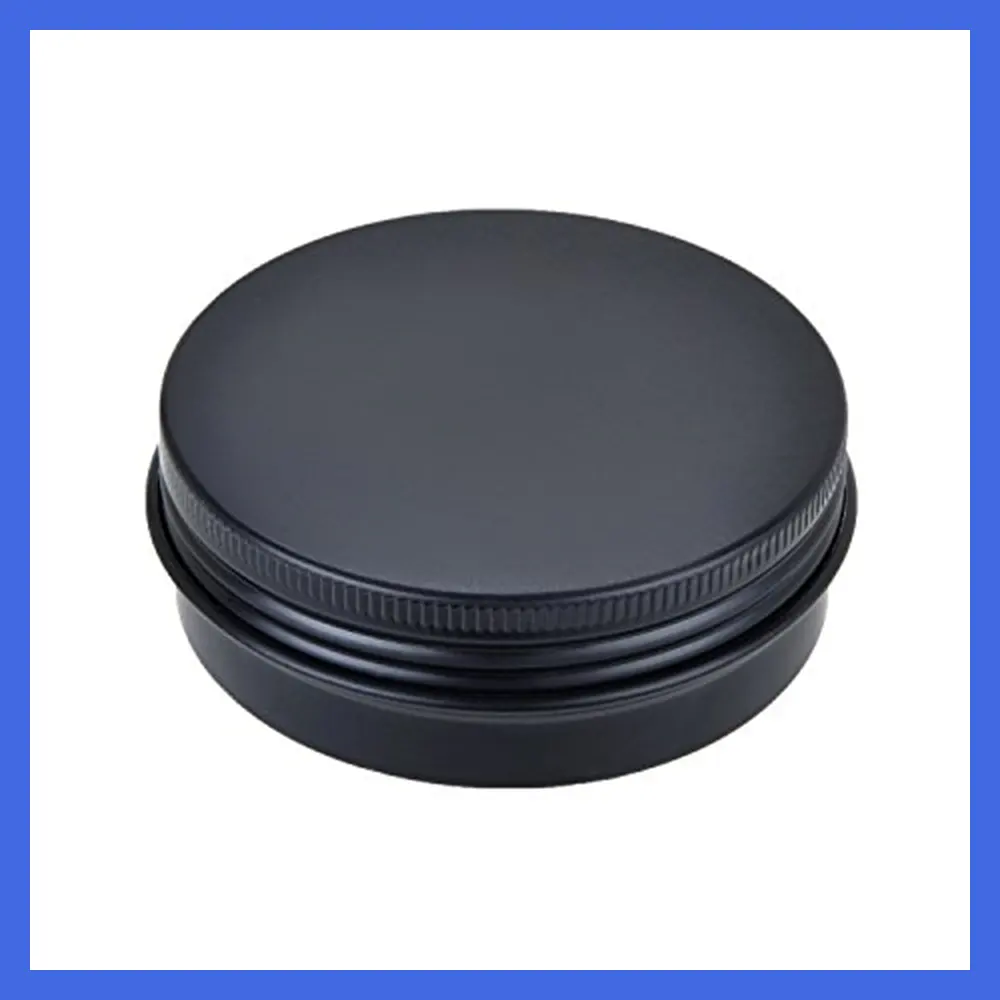 2 oz Round Lip Balm Tin Cans Aluminum Cosmetic Sample Containers with Screw Lid - Matte Black Metal Empty Tins Jars