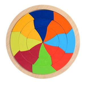Educativos de madera en forma de cognitiva Arco Iris Montessori rompecabezas Material formas geométricas de Madera Juguetes - Product Image 2