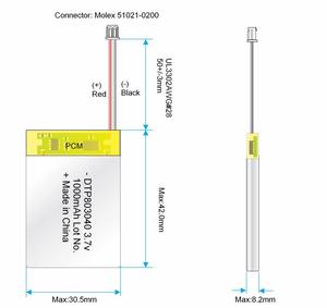 Li פולימר סוללה 3.7 v <span class=keywords><strong>1000</strong></span> <span class=keywords><strong>mah</strong></span> נטענת lipo סוללה 083040 - Product Image 5