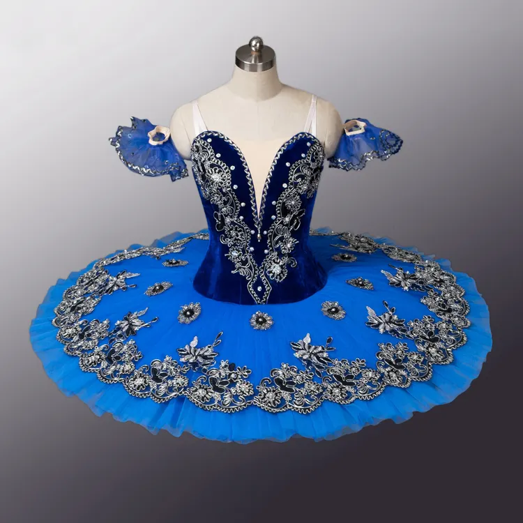Professional Custom Size MOQ 1PCS Girls Classical Blue Ballet Tutu Costume