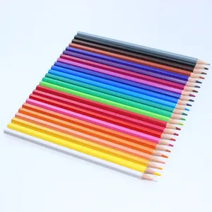 Colors set 24 pcs full length wooden colored pencil set customized pencil draw case lapices de colores in carton box