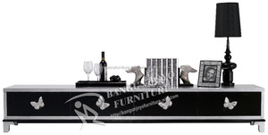 Soporte de TV de diseño clásico europeo italiano, muebles modernos para sala de estar, características de almacenamiento de espejo para uso doméstico, mueble de TV para dormitorio - Product Image 1