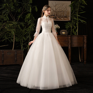 <span class=keywords><strong>Robe</strong></span> de mariée élégante et magnifique à col haut, manches longues, longueur au sol, <span class=keywords><strong>robe</strong></span> de bal, nouvelle collection 2019 - Product Image 3