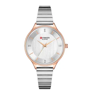 CURREN-Reloj de pulsera dorado para mujer, de cuarzo de lujo, de marca, informal, de acero inoxidable