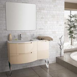Mobile <span class=keywords><strong>Bagno</strong></span> Moderno Sospeso in PVC Curvo Lucido con Lavabo Integrato - Product Image 6