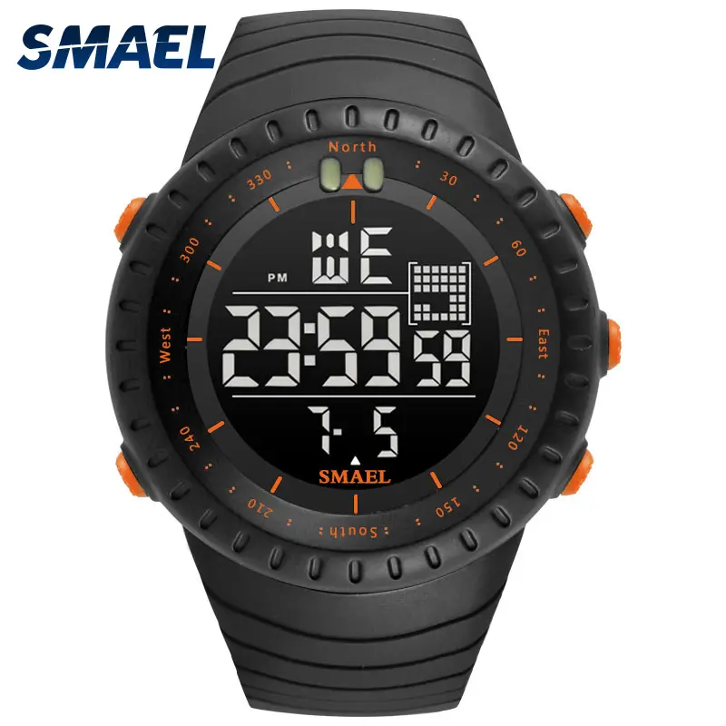Лидер продаж 1237, водонепроницаемые крутые мужские спортивные наручные часы SMAEL, цифровые часы для активного отдыха