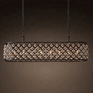 Illuminazione di cristallo lampadario a <span class=keywords><strong>sfera</strong></span> di vetro nordamericano sala da pranzo lampadario dell'hotel lampadario rettangolare Spencer 61 "CZ2523/8 - Product Image 2