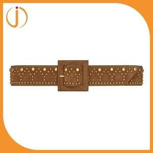Dames de mode boucles corset <span class=keywords><strong>ceinture</strong></span> en daim cognac et vintage dieu-virage métal - Product Image 1