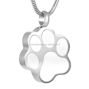 IJD8451 Bianco di Alta Qualità e Smalto Nero <span class=keywords><strong>Zampa</strong></span> In Acciaio Inox Creamtion Urna Ciondolo Pet Keepsake memoriale ceneri gioielli - Product Image 2