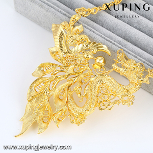 Xuping dubai 24K color oro flores dragón estilo fenomenal pulsera, anillo, aretes y collar set de joyas para mujeres - Product Image 4