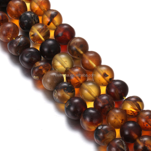 6mm 8mm 10mm lose natürliche Bernstein perlenst ränge Glatte runde Stein perlen für die Schmuck herstellung