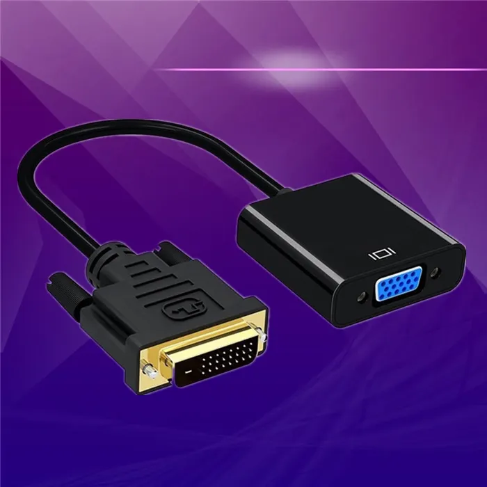 DVI D 24+1 Pin Male to VGA 15 Pin Female Cable Adapter Converter Manufacture Audio & Video Cables for Monitor