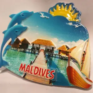 Souvenir Maldives Hadiah Magnet Kulkas dengan Lumba-lumba