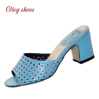 Olegshoes – Nouveauté : Sandales personnalisées avec impression laser, talon épais, résistantes à l'usure, en PU, semelle intermédiaire et doublure en caoutchouc pour l'été