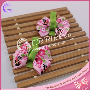 Beautiful colorful girls boutique with ribbon bow hairpin clip - Product Image 1
