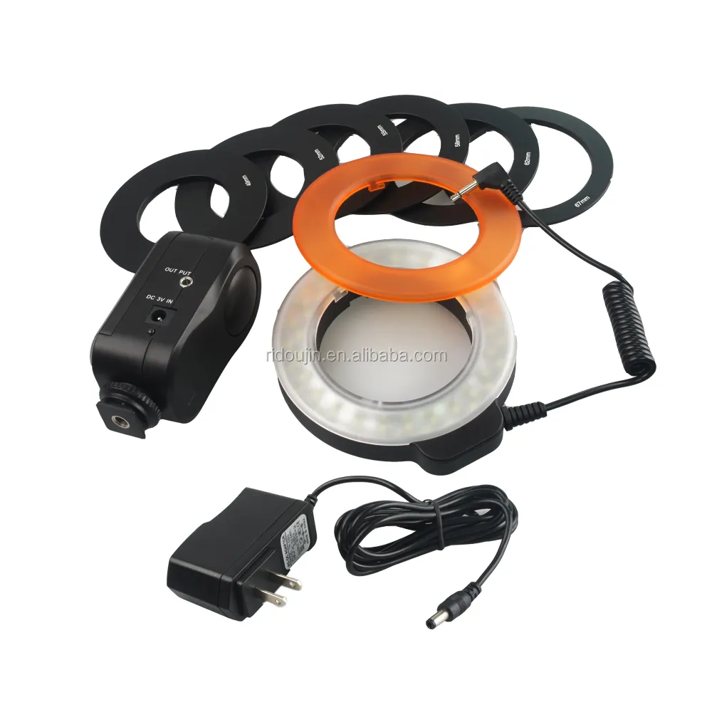 Estúdio de Fotografia de vídeo DSLR camera acessório 48 macro LED ring light com adaptador filtro anel 1 adpter power control 1 6 2