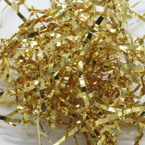 Luxury Iridescent Metallic Stuffing Foil Mylar Gold Biodegradation Crinkle Cut Shredded Paper Tissue Filling