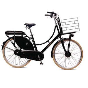 Bicicleta eléctrica de ciudad calificada para hombre adulto, con protector de vestido, color negro - Product Image 1