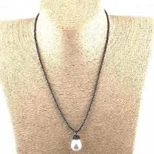 Ashion-collar de perlas para mujer, collar de perlas de reshwater de color negro - Product Image 1