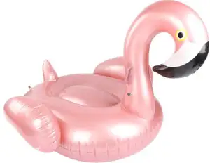 Hot Bán PVC Rose Gold Flamingo Rider Lounger Bơi Bè Inflatable Pool Float