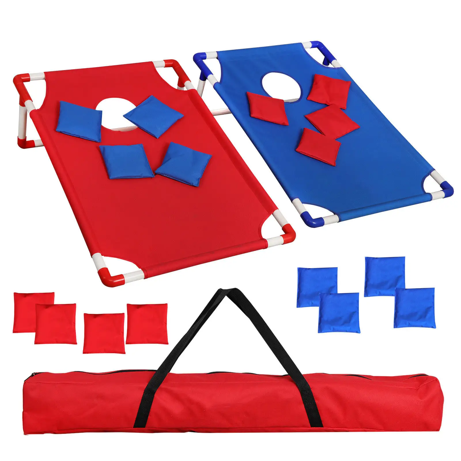 Cornhole bolsas toss para jogos, conjunto de bolsas em pvc portátil com armação para jogos