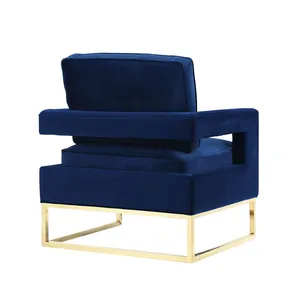 Stainless Steel Base Leisure Furniture Single Seater <strong>Occasional</strong> <strong>Black</strong> Velvet Accent <strong>Chairs</strong> - Product Image 1