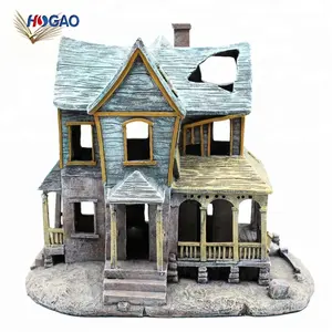 Novelty wholesale handmade home decor resin custom size miniature halloween figure party decoration haunted house for sale