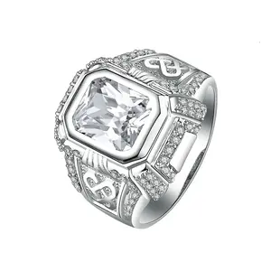 XJ-05时尚男士5925银戒指钻石设计时尚925银戒指男士