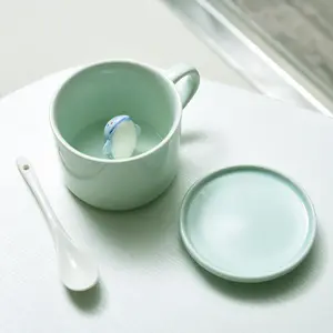 3D 소형 동물성 커피 잔 뚜껑 & 숟가락, 아침 찻잔 우유 커피 차 유일한 컵 (고래) 안쪽에 아기 고래를 가진 찻잔