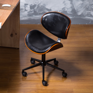 Roman design <span class=keywords><strong>noir</strong></span> en cuir en bois pivotant chaise de bureau - Product Image 3
