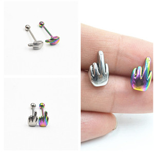 Custom Anelli di Lingua 316L Acciaio Chirurgico 14G Rude Dito Medio Piercing Alla Lingua - Product Image 3