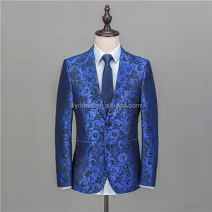 NA49 Blazer erkekler çiçek erkek takım elbise kostüm Homme Blazer Masculino düğün elbisesi Slim Fit erkek Blazer ceket ile kraliyet mavi pantolon