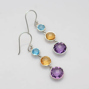 925 sterling Silver Amethyst Golden <b>Topaz</b> <b>Blue</b> <b>Topaz</b> Gemstone <b>Earrings</b> - Product Image 1
