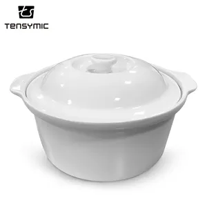 Tazón de sopa de cerámica de doble oreja de alta calidad, juego de <span class=keywords><strong>ollas</strong></span> de cocina, seguro <span class=keywords><strong>para</strong></span> alimentos, diseño de aluminio de lujo, estofado ovalado plano, boda - Product Image 2