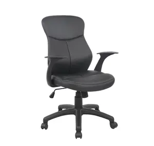 Anji Carlford High Back Black PU Leather Office Chair New Design Black High Back Home Office Chair
