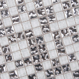 Mosaico de vidrio roto, cristal transparente, cromo, galvanizado de plata, borde de pared, cocina, baño, salpicadura, azulejo - Product Image 3