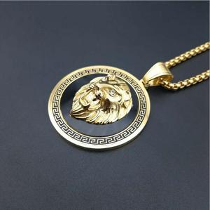 <span class=keywords><strong>Collana</strong></span> <span class=keywords><strong>con</strong></span> ciondolo testa di <span class=keywords><strong>leone</strong></span> in oro in acciaio inossidabile di nuova moda <span class=keywords><strong>con</strong></span> diamante DSP 352 - Product Image 4