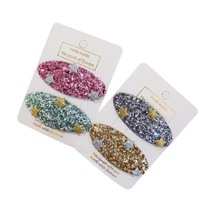 Bán buôn Thời Trang Sequin Ngôi Sao Năm Cánh Bobby Pin Đối Với Trẻ Em Tóc Clip Accesseries - Product Image 1