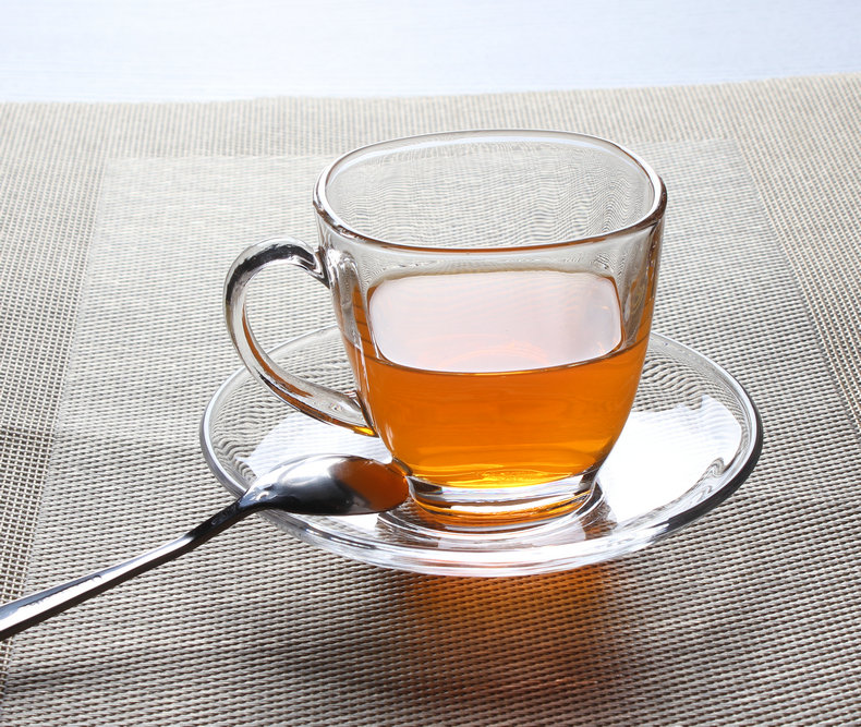 Clear Square glass coffee set, 180ml glass tea cup with saucer,clear glass tea set
