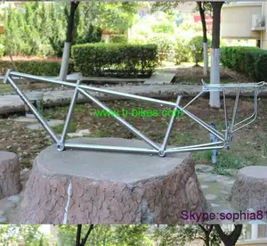 Hotsale Titanium bicycle frame tandem & super light mini velo with two seat tube for sale