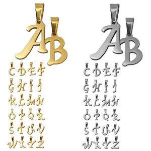 도매 실버 골드 도금 2mm 두께 A-Z 알파벳 스테인레스 스틸 편지 펜던트 매력 - Product Image 5