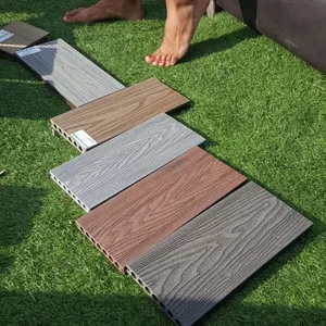 Goedkope populaire shanghai 3d houtnerf online reliëf houten pvc laminaat outdoor vloertegel wpc dek voor zwembad
