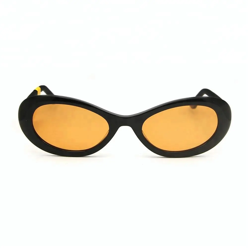 Brand Designer Fashion Shades Cat Eye Oval sunglasses Vintage Round Sunglasses black acetate UV400 Sun Glasses oculos de sol