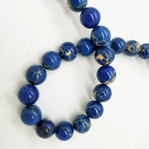 Wholesale Fashion Synthetic Lapis Blue Sea Sediment Jasper Imperial Jasper Loose Gemstone Beads