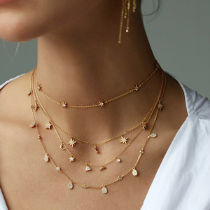 Huilin personalizado oro puro Simple Occidente oro puro Luna estrella geometría collar - Product Image 1